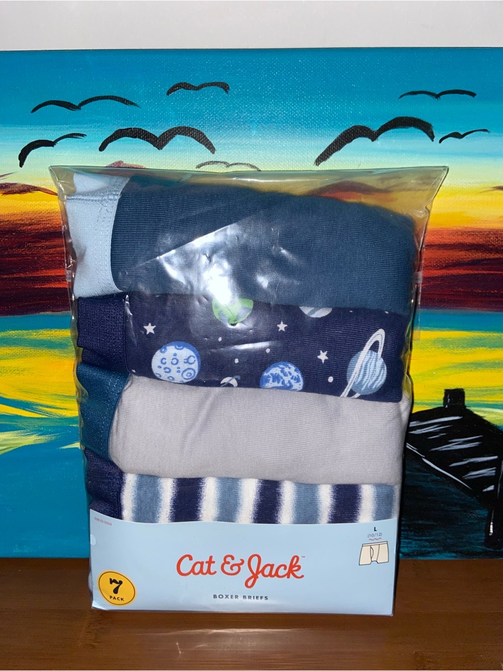 Cat and Jack boys Navy, Gray and Cream Boxer Briefs - 5 pack